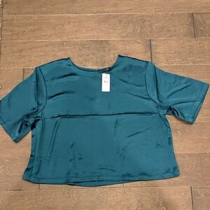 Express green silky Crop Top